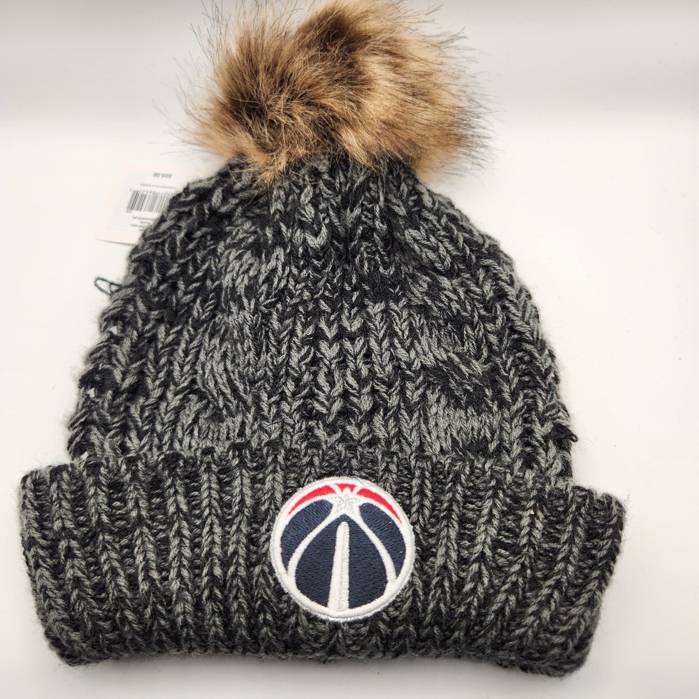 Washington Wizards '47 Womens Black Meeko Cuffed Knit Black Beanie Hat Fur